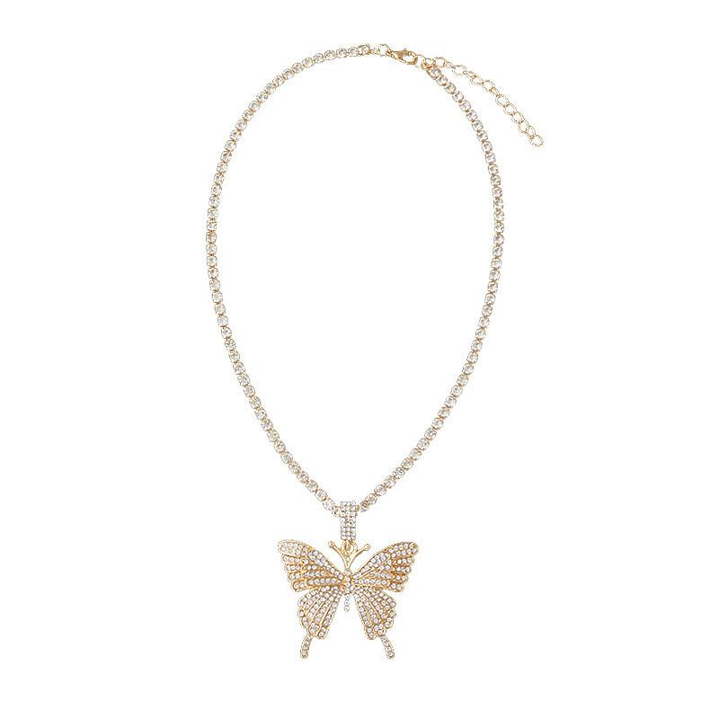 Minimalist Butterfly Necklace With Crystal Accents For Casual Wear