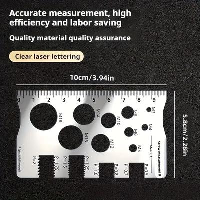 M3-M18 Stainless Steel Thread Checker & Screw Measuring Ruler – Metric Gauge for Screw Pitch, Bolts, Nuts and Screws