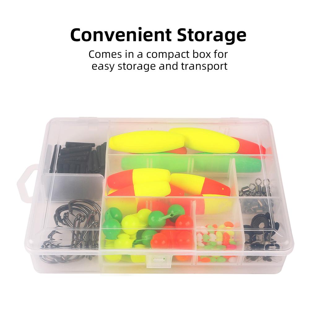 Fishing Tackle Box 102PCS Catfish Tackle with Catfish Floats Catfish Hooks Swivels Fishing Bells