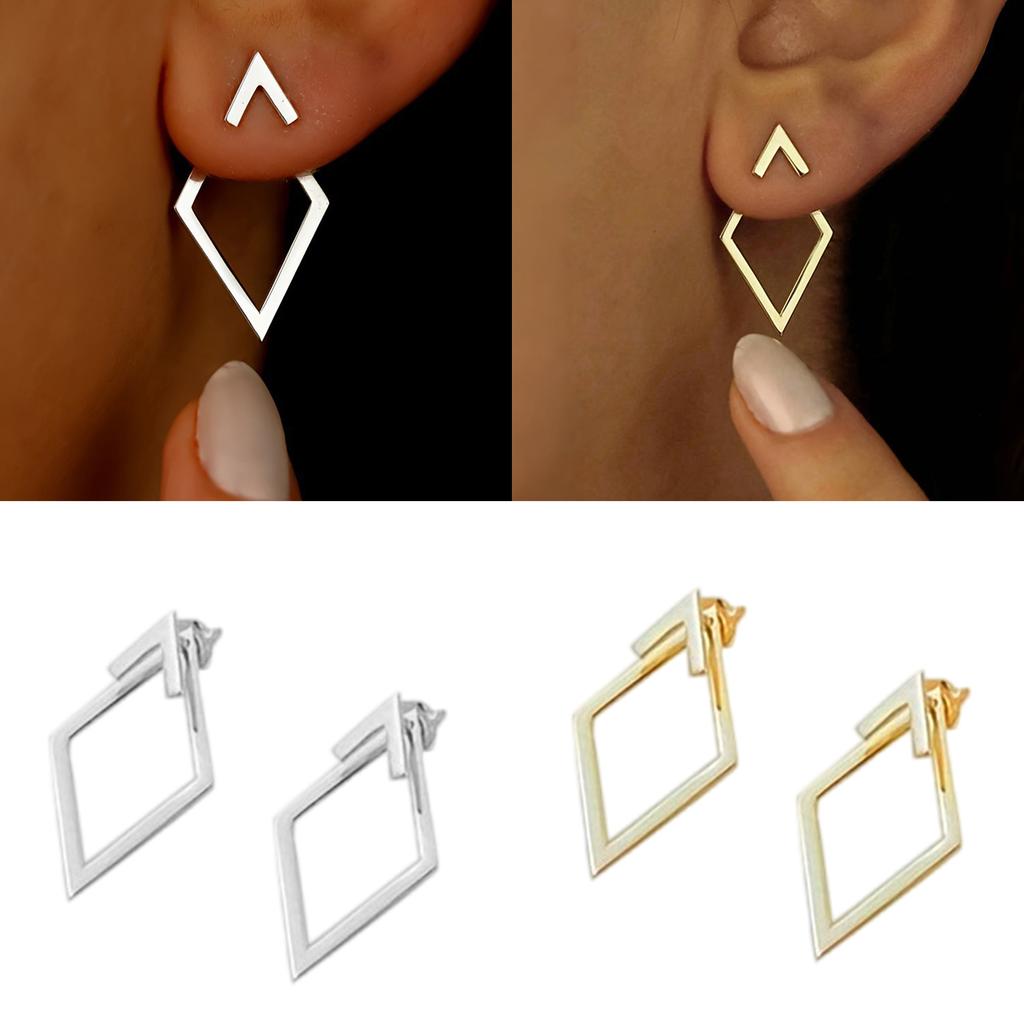 Minimalist Diamond Stud Earrings High Quality Copper Diamond Earrings with Double Layer Design for Gatherings