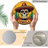 2D Flach, 1 Stück Retro Mexikanisches Bar Schild - Tequila-Thema Runde Aluminium Wandkunst mit Sombrero, Kakteen und Blumenmustern - Perfekt für Zuhause