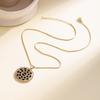 Nidin Geometric Mosaic Round Disk Pendant Necklace For Women Vintage Black Crystal Zircon Choker Trendy Statement Jewelry Gifts