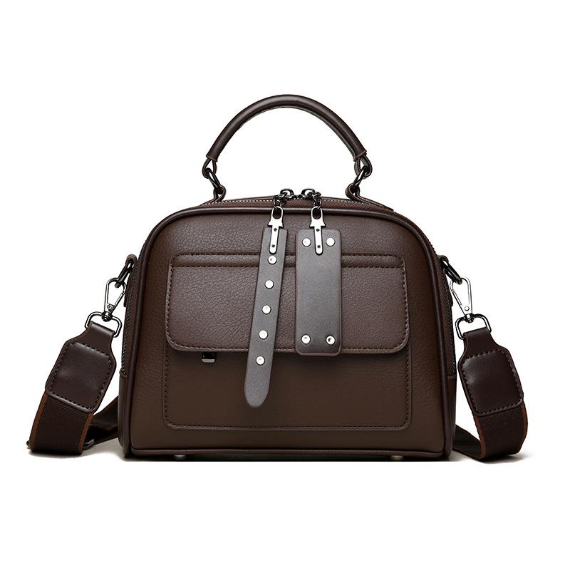 Popular Soft Leather Portable Small Square Bag Simple Versatile Multi-layer Practical Women's Bag Shoulder Crossbody Bag