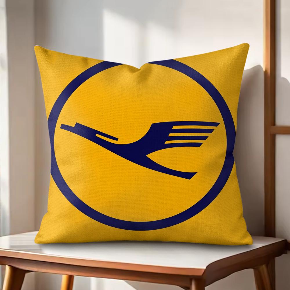 LLufthansaS Airlines Cushion Cover Natural Linen Organic Fabric DoubleSided Printing Couch Pillow Covers Home Decor