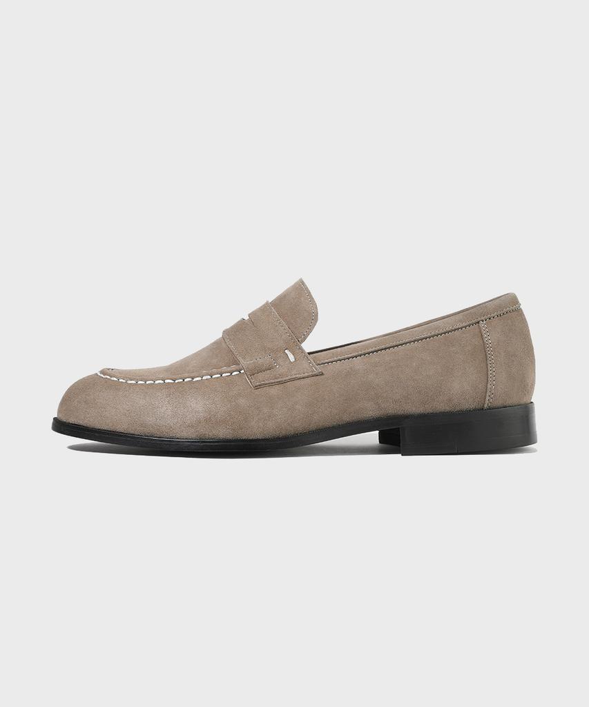 Firenze Atelier Standard U-Tip Suede Penny Loafers 4050-Qs [Ash Beige]