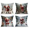 Home Decor Santa And Winter Wildlife Christmas Pillow Pattern Cushion Cover Suitable For Sofa Bedroom Car Pillow Cover