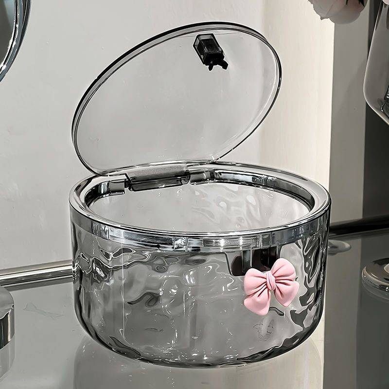 Hair Accessories Organizer Clear Hair Tie Organizer with Lid Desktop Storage Box Multifunctional for Laundry Pods Cotton Swab