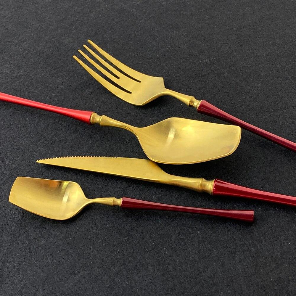 1 zestaw matowe złoto 304 zestaw sztućców ze stali nierdzewnej zestaw obiadowy zachodnia zastawa stołowa sztućce widelec nóż łyżka do domu