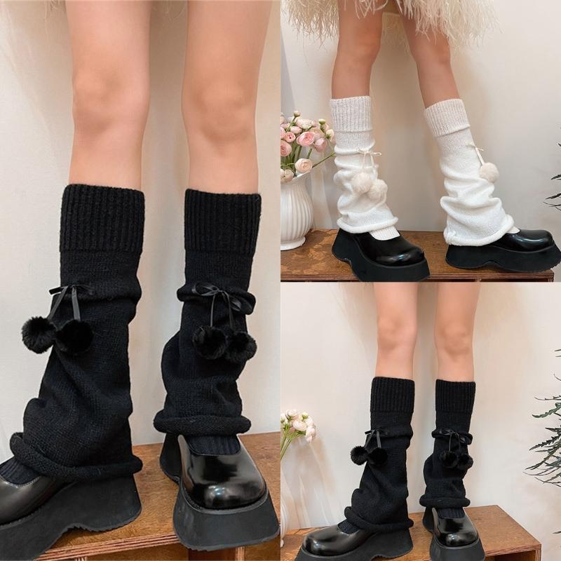 Fashionable Leg Warmer Sleeve Nylon Warm Foot Covers with Lovely Bows Suitable for All Ages