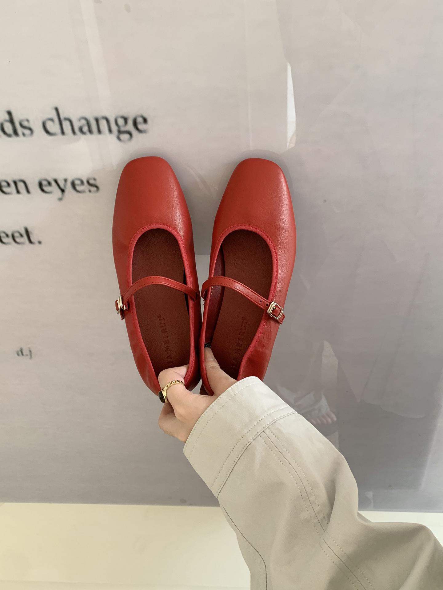Women s Square Toe Flat French Style Vintage Style Stylish Unique Design Comfortable Pumps - Fashionable Footwear 35