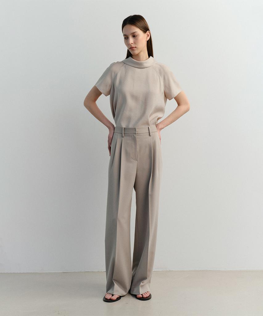 Ia Ss Wide Tuck Pants (Taupe)