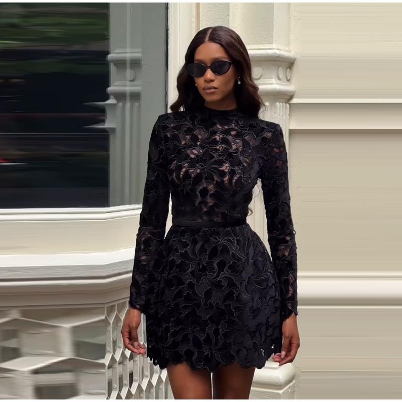 

Сукня з прозорою спідницею з довгим рукавом Жіноча червоно-чорна сукня Сукня Слімі Модна Довга Вечірня Можна носити сукню L чорний