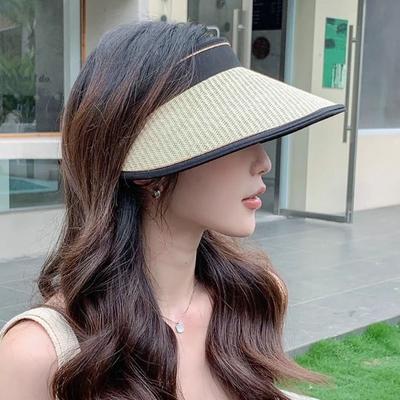Woven Straw Foldable Bucket Hat Hollow Straw Plaited Design Straw Hat UV Protection Empty Top UV Protection Hat Summer Season