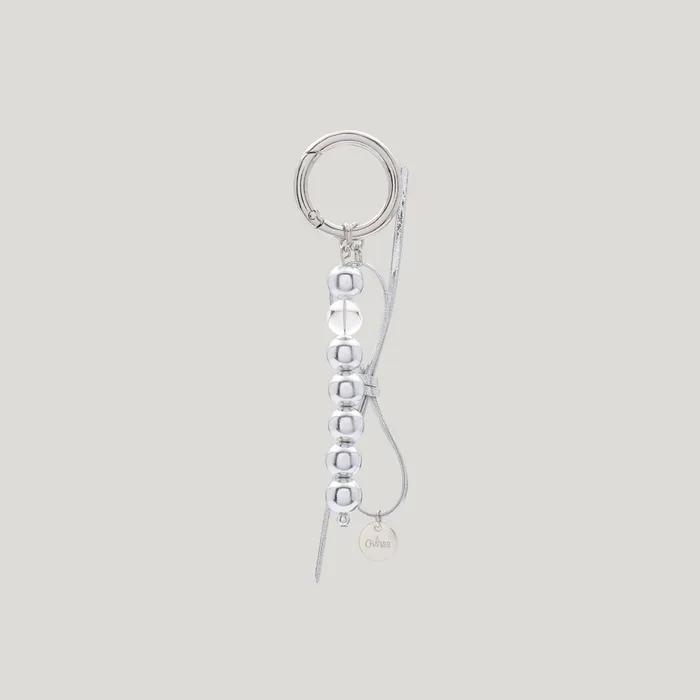 Ribbon Beads Ball Keyring_Silver