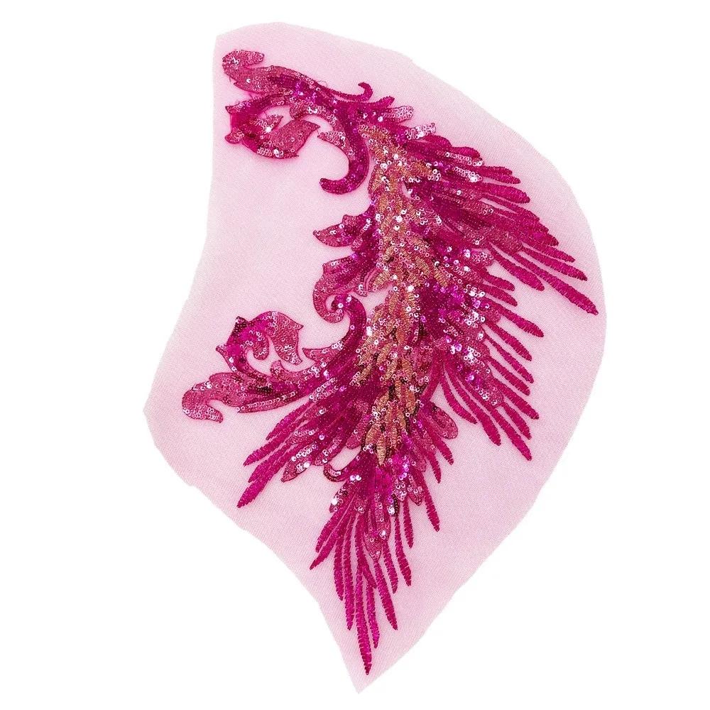 Patchwork Sticker Phoenix Tail Feather Sequined Embroidery Patches DIY Sequins Patches Iron On Patches Classic Fashion Dresses