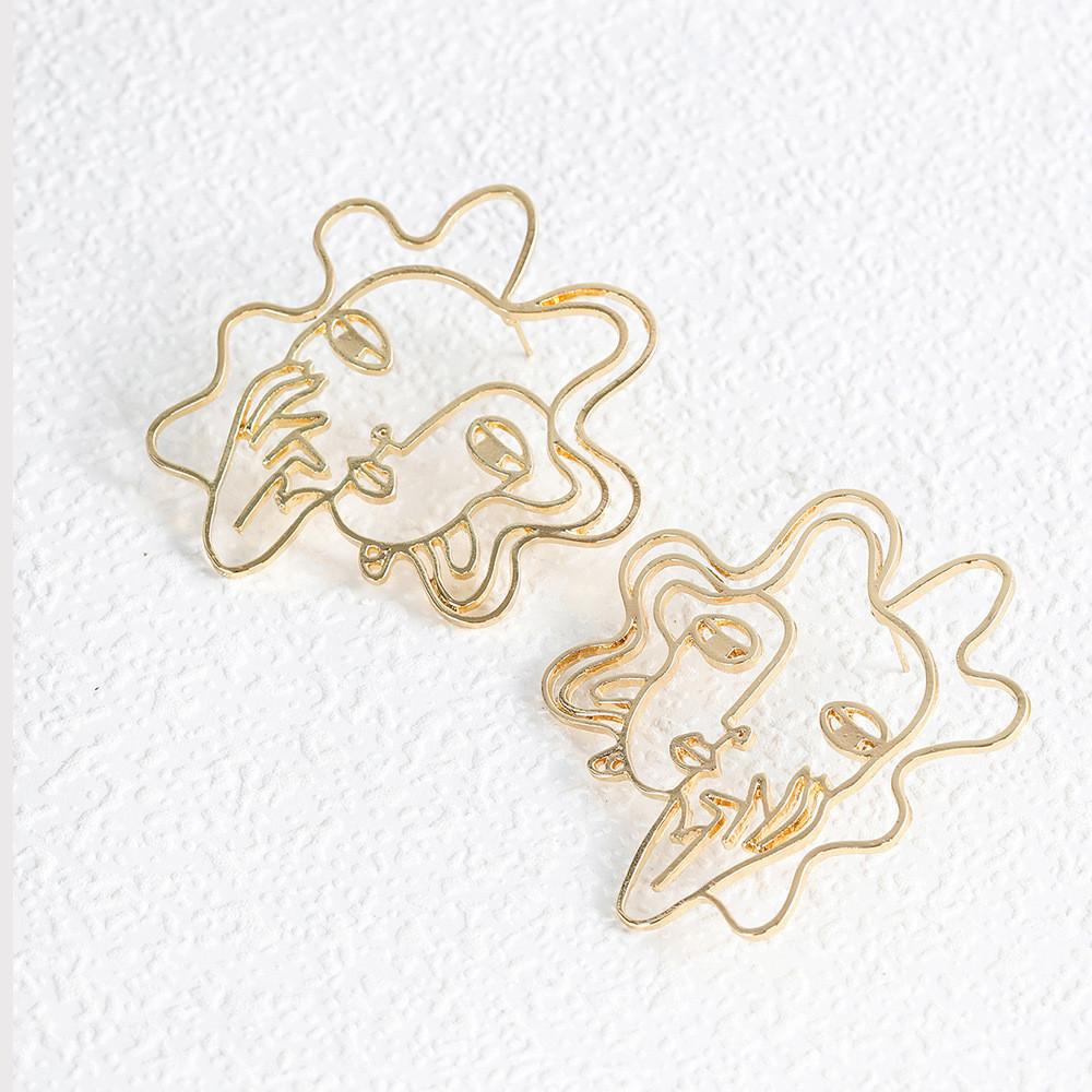 Minimalist Modern Alloy Geometric Face Outline Earrings Accessories Fashionable