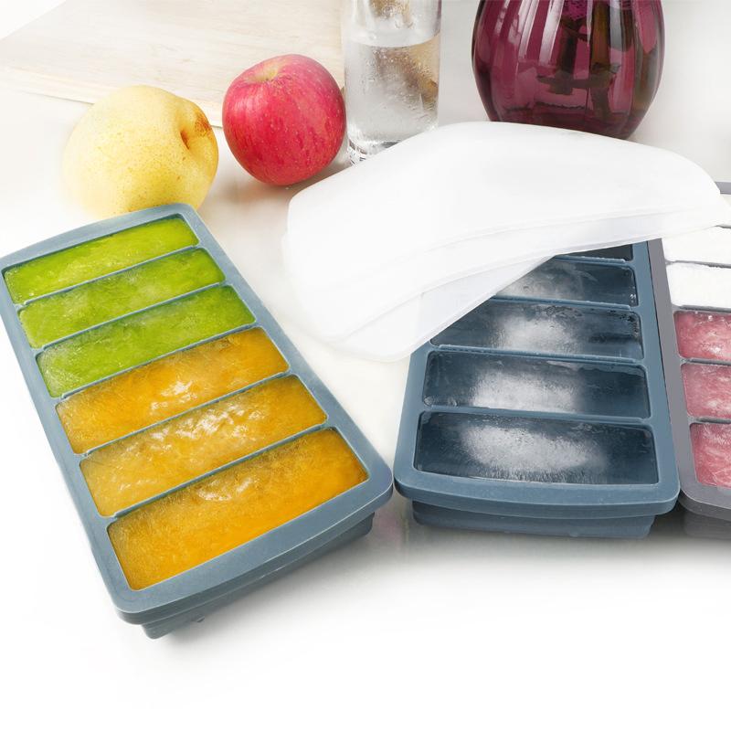 6 Grids Long Ice Cube Tray Kitchen Reusable Silicone Ice Cube Mold BPA Free Ice Maker Food Grade Silicone Ice Cubes Maker