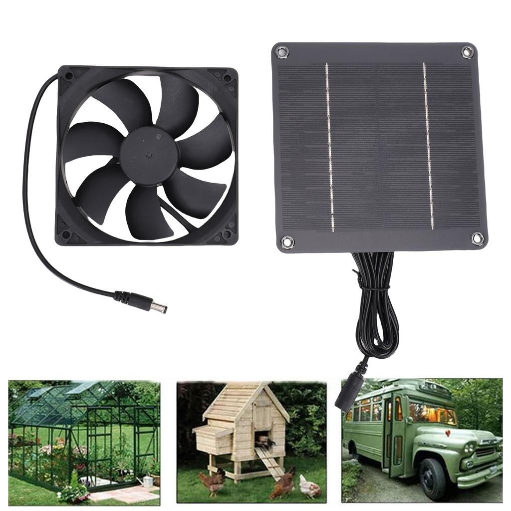 Solar Panel Fan Kit Solar Powered Exhaust Ventilation 4W for Small Greenhouses Sheds Pet Houses