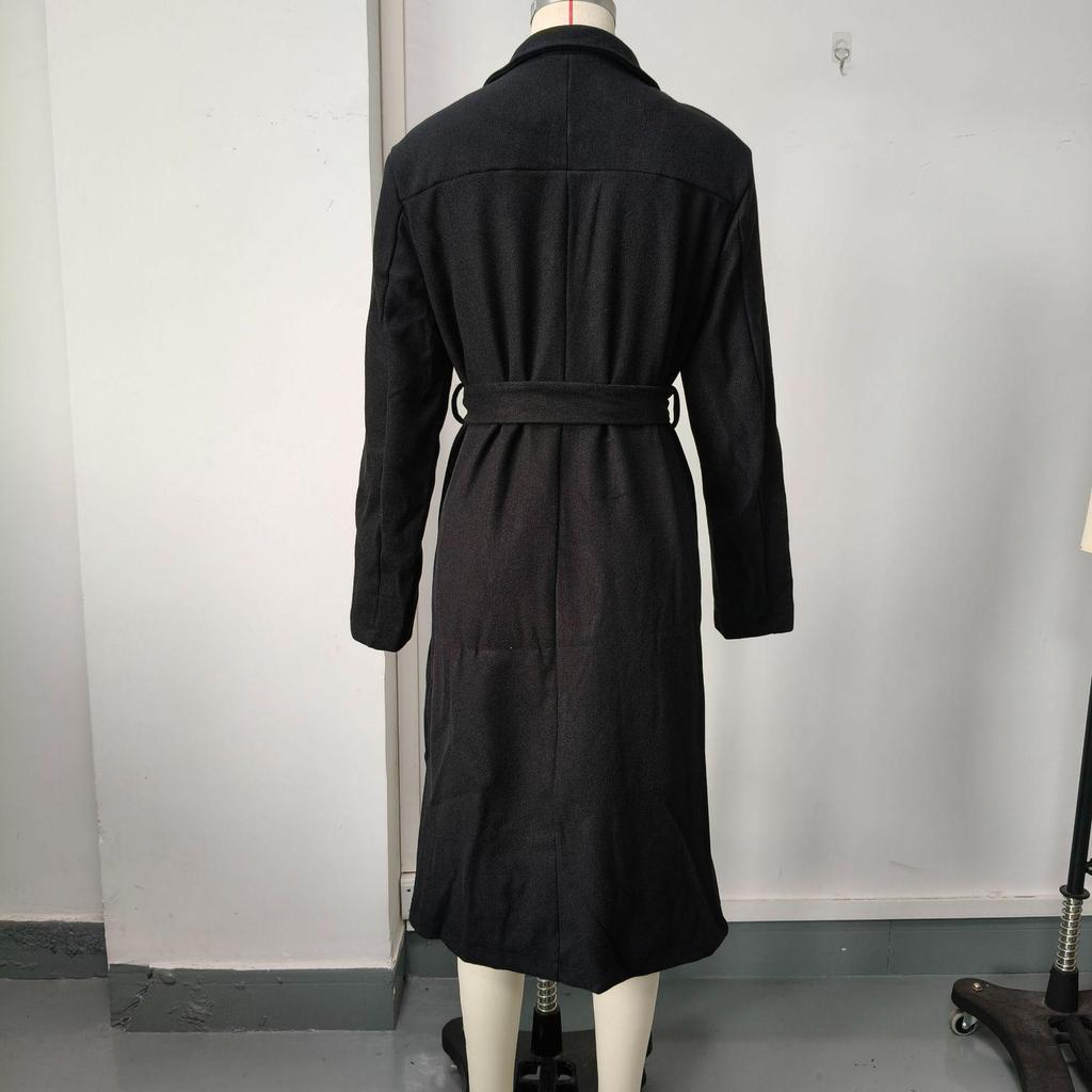 2026 Women's Double-Breasted Lapel Woolen Coat - Autumn/Winter Collection
