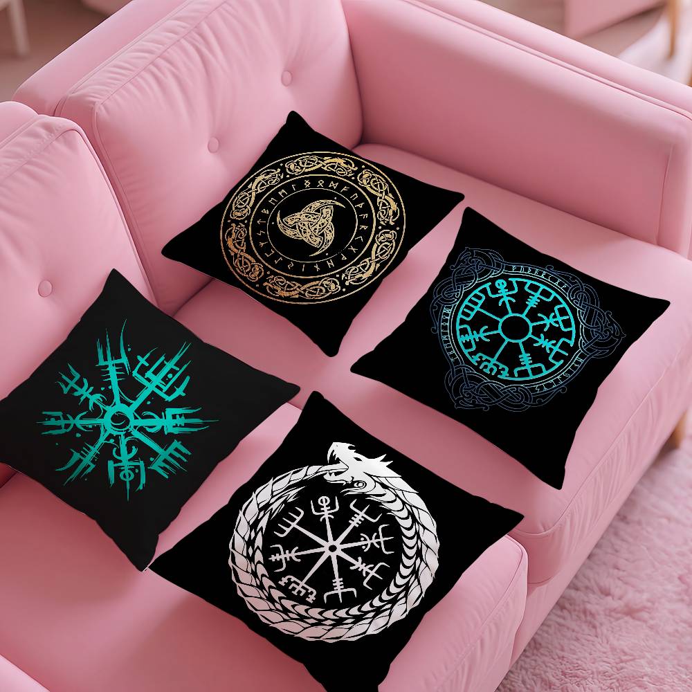 Viking Amulet Pattern Art Pillow Case Pattern Printing Pillowcase Living Room Sofa Cushion Cover Bedroom Room Decor