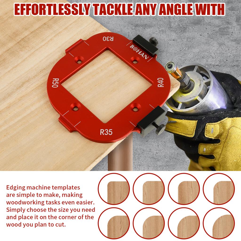 2Pcs Trimming Machine Cutting Fillet Template R10 to R40 R-angle Arc Template Aluminum Alloy Router Corner RadiusTemplates