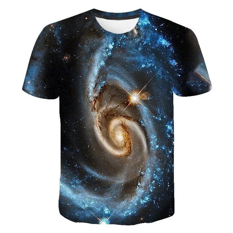 Children's Space Planet 3D Digital Printed Boys' Fashionable and Comfortable Round Neck Short Sleeved T-shirt