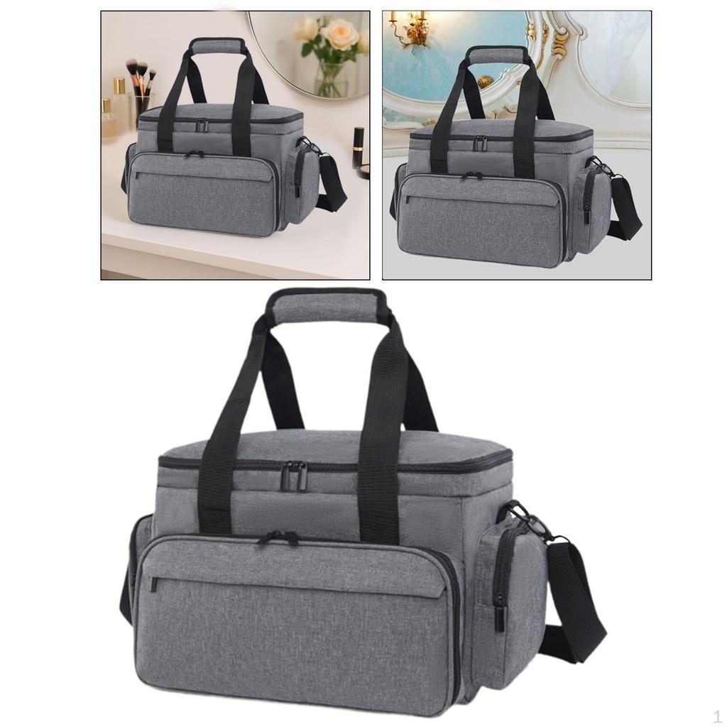 Travel Cosmetic Bag Adjustable Dividers with Pockets Tote Practical Lightweight Storage Case