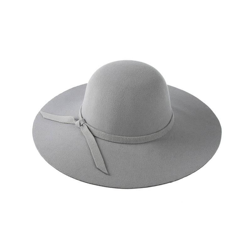 Classic Ladies Felt Hat With Big Brim And Bow For Outdoor And Casual Use