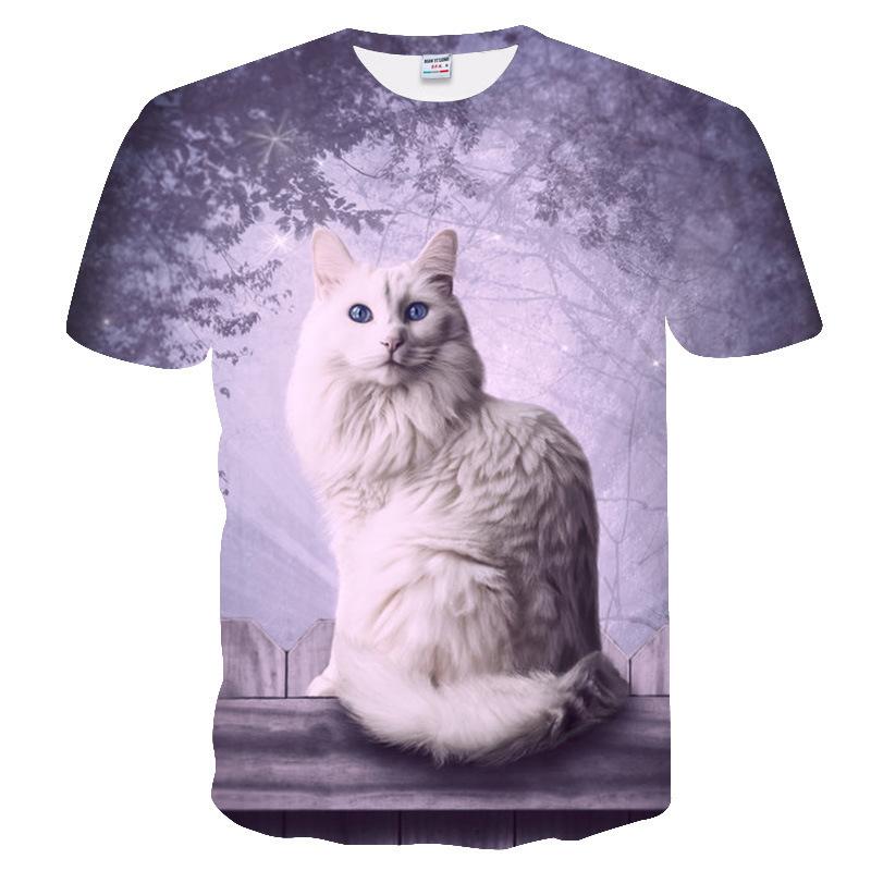 2023 European and American New Cat Couple 3D Printed Short-sleeved T-shirt Casual Short-sleeved Trendy Cute Cat 3DT-shirt