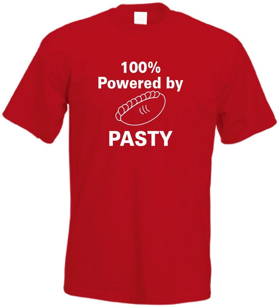 

100 percent powered by PASTY Cornwall T-shirt Cornish T Shirt as seen on BGT 2XL