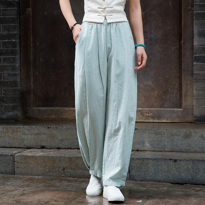 2025 Spring/Summer Women's Cotton Linen Slimming Lantern Pants - Sand Washed Loose Fit.