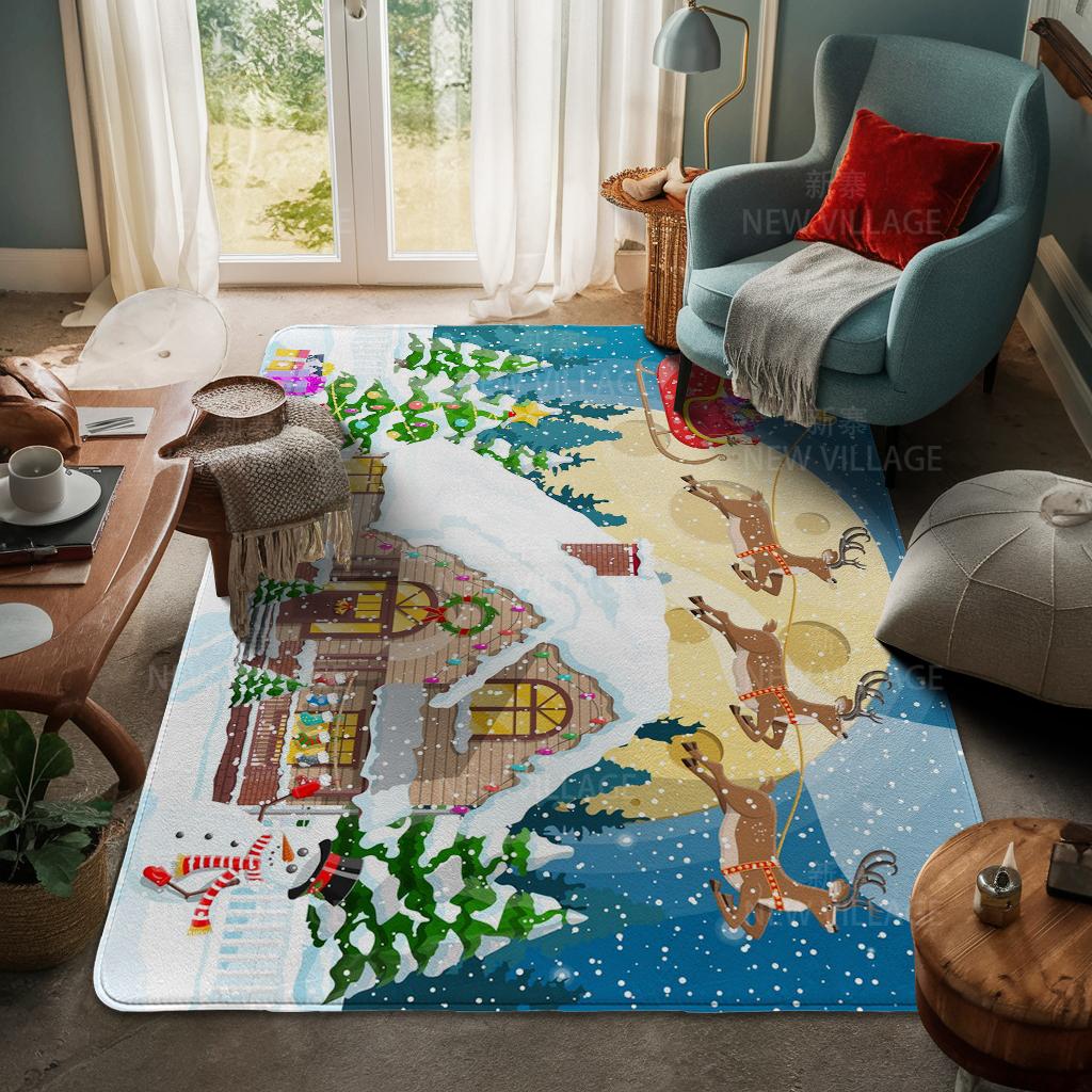 House Entrance Carpet Home Door Mat Living Room Bath Foot Bathroom Non-slip Water Absorption Rugs Bath Merry Christmas Winter