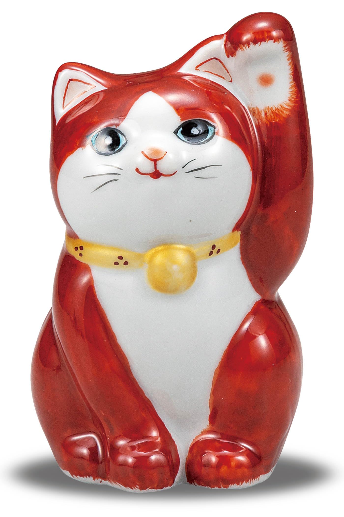 

Stylish Kutani ware lucky cat figurine from Waza no beckoning cat with a red background and gold Perfect for opening a new or 77th Feng Shui and