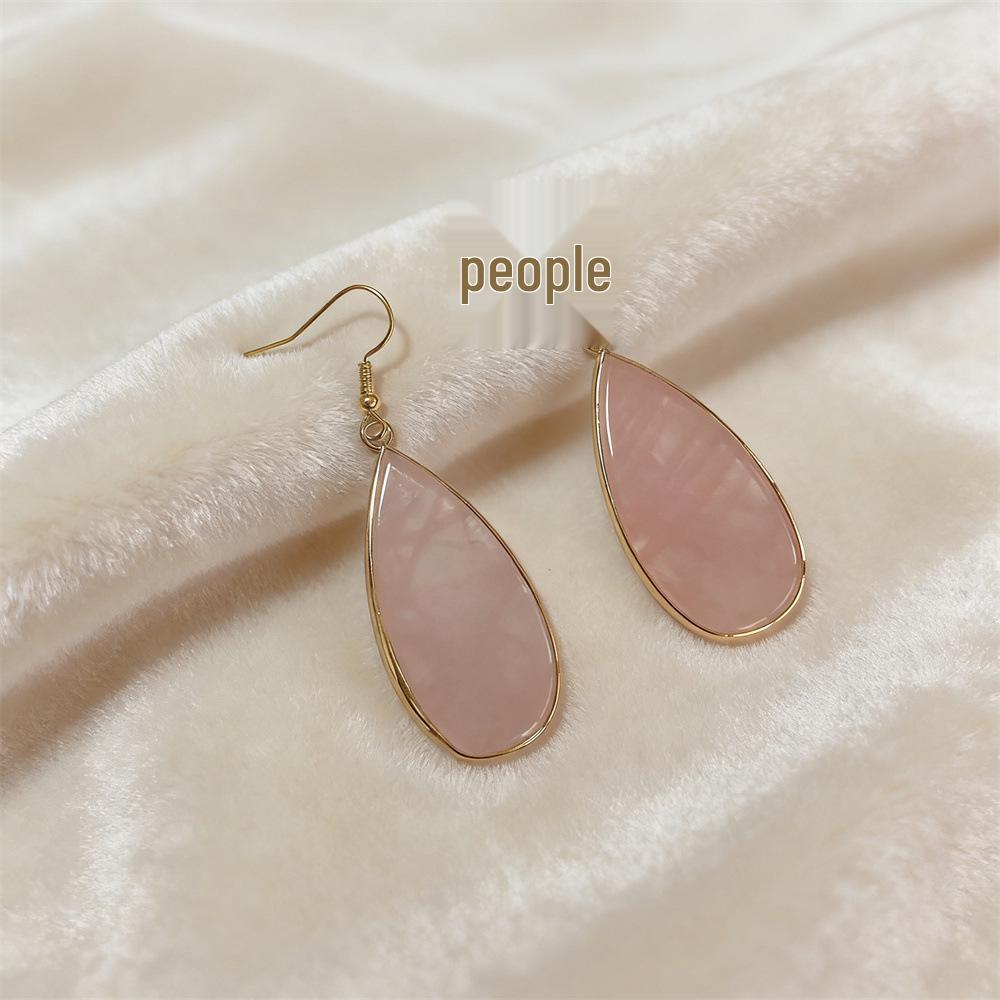 Vintage Gold-Plated Teardrop Earrings with Rose Quartz, Lapis Lazuli, Red Jasper, Turquoise, and Amazonite.