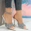Sequin Slip Flops  Summer New Style Thin Heeled High Heeled Outwear Fashion Sandals Women's Shoes