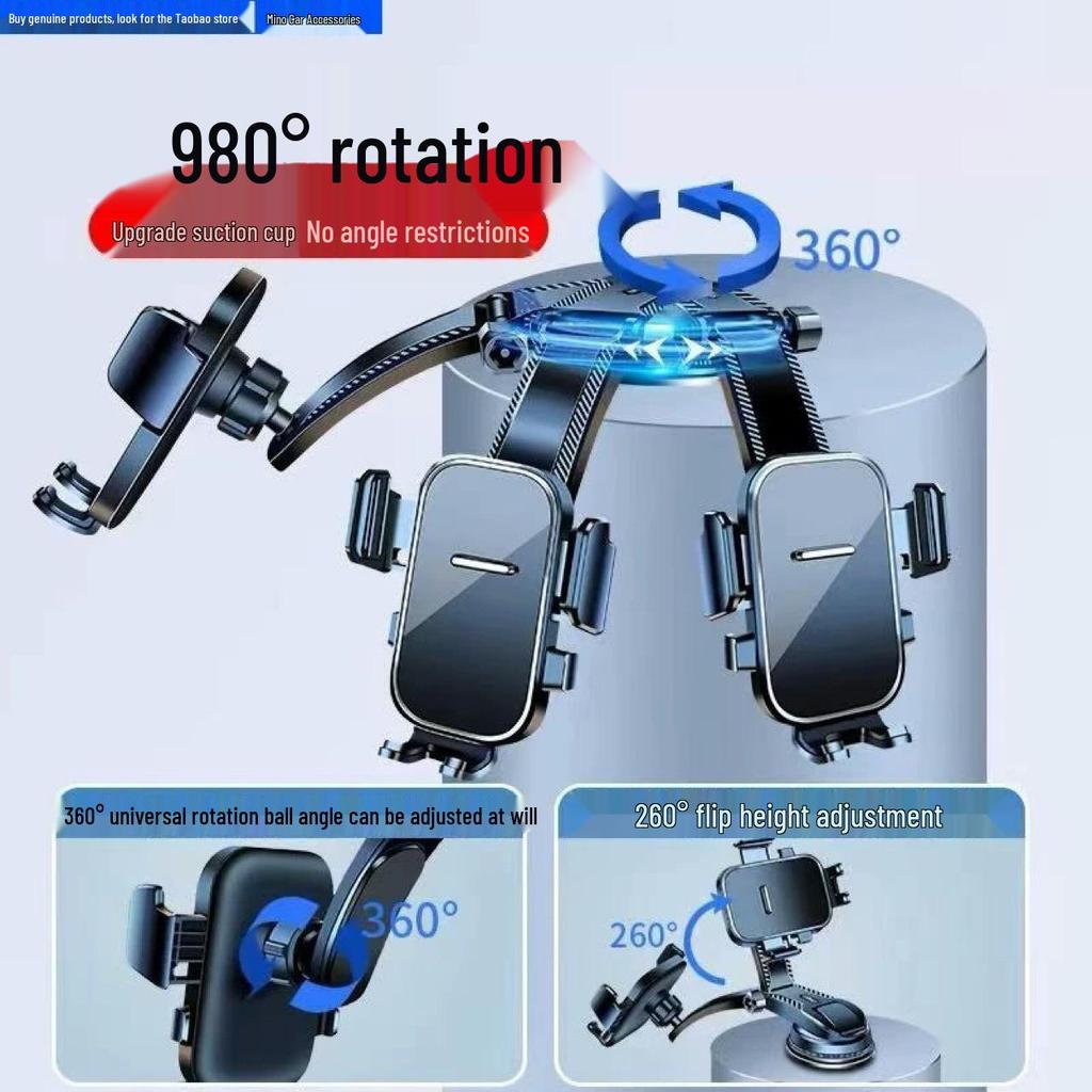 Universal High-End Suction Cup Car Phone Holder for GPS Navigation, Adjustable In-Car Mount