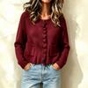 Women's Casual Knit Cardigan with Ruffle Trim and Single-Breasted Button Closure for Daily Wear