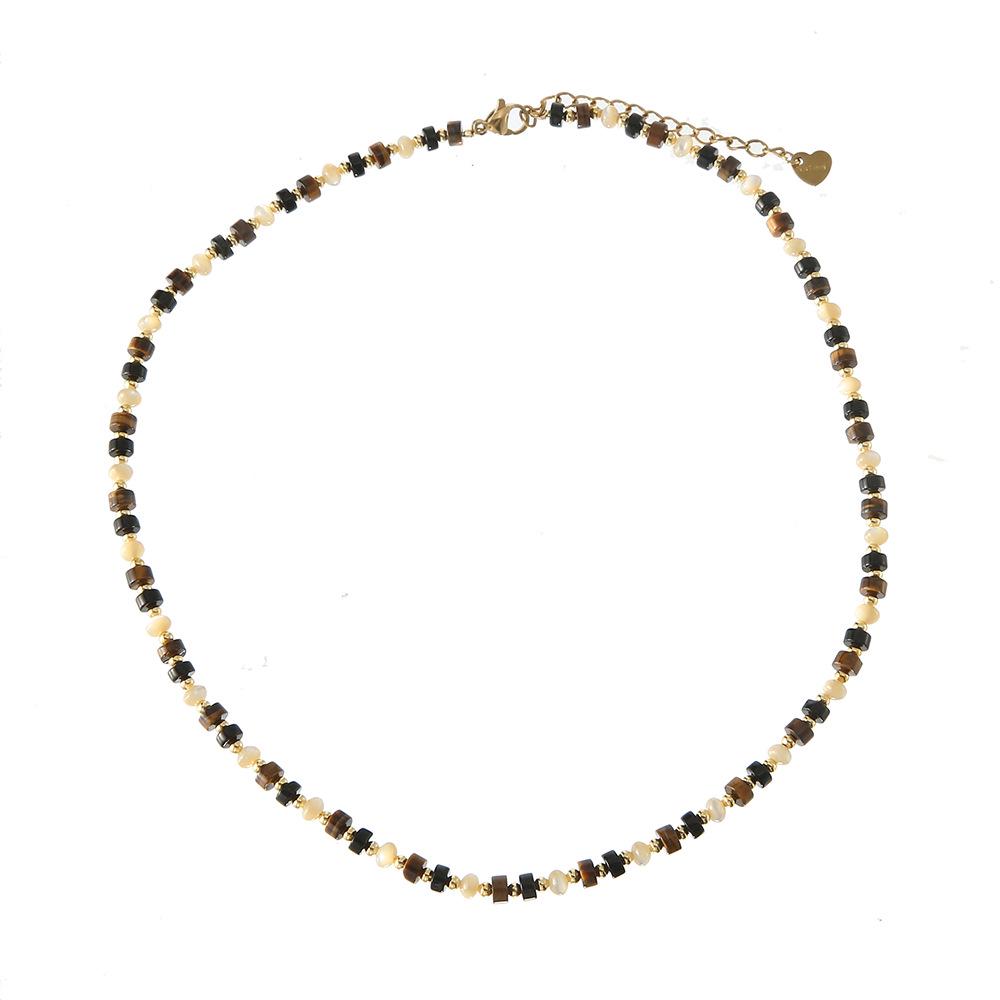 Boho Star Pendant Women's Necklace with Natural Stone Beads and Multi-layer Collarbone Chain