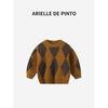 French Arielle De Pinto Kidsren's Sweater, Winter Fashionable and Stylish Boys' Diamond-Shaped Round-Neck Knitted Top