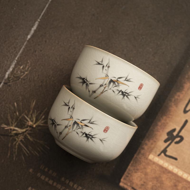 Light Luxury Ru Kiln Tea Cup Opening Can Raise Kung Fu Tea Set, High-end Tea Cup Single Cup Tea Cup Small Cup Drinking Tea Cup
