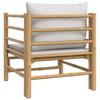 Vidaxl Sofa Ogrodowa Z Jasnoszarymi Poduszkami, Bambusowa