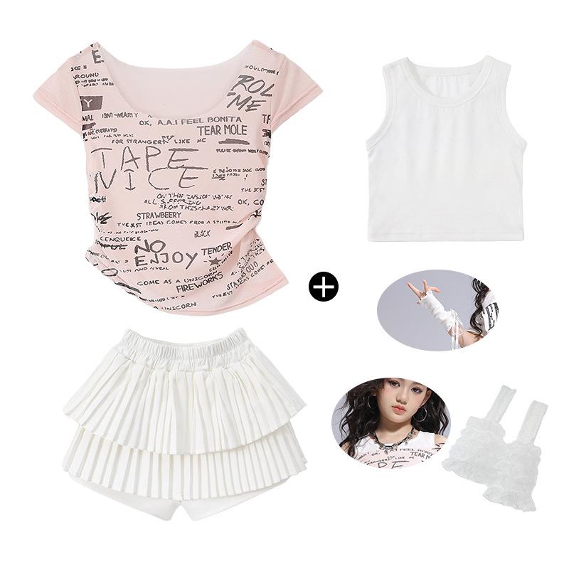 Children's Jazz Dance Costume Girls Sweet Cool Children's Catwalk JAZZ Women's Troupe Vest Girls Street Dance Costume Summer