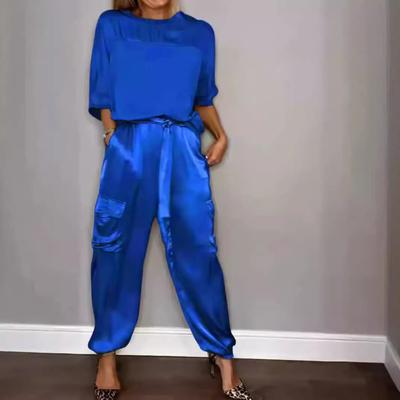 Tooxika New Fashion Neformální oblek Dámský Saténový Top Kalhoty Dvoudílný oblek