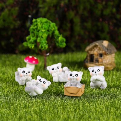 1 Set Mini-Katzen-Statue, schöne realistische Form, Kunstharz, skurriles Design, Garten-Miniatur-Heimdekoration