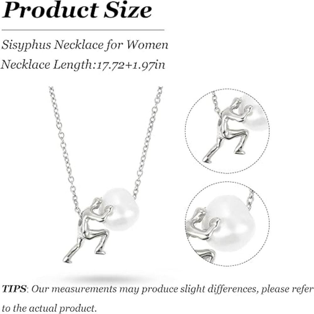 Mann schiebt Stein Sisyphus Halskette Persönlichkeit Einfaches Anhänger Halskette Silber Farbe Ausdauer Symbol Schmuck Zubehör