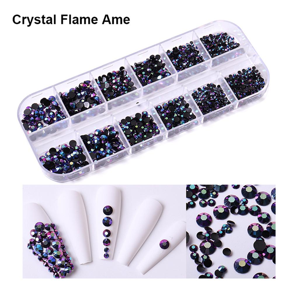 1500Pcs/box Nail Art Rhinestones 12 Grids Flatback Round Crystal Diamond Nail Gems Nail Art Decorations Manicure Accessories