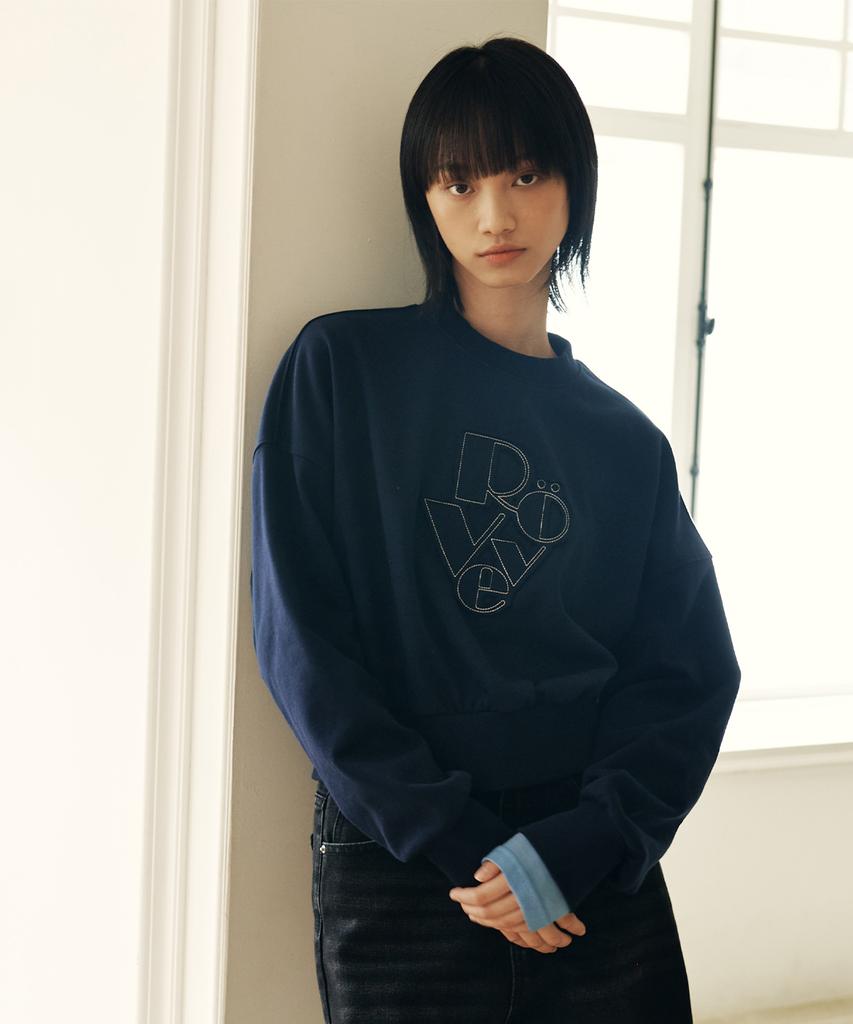 ROVVE Crop Cut Off Sweat Shirt (Deep Navy)