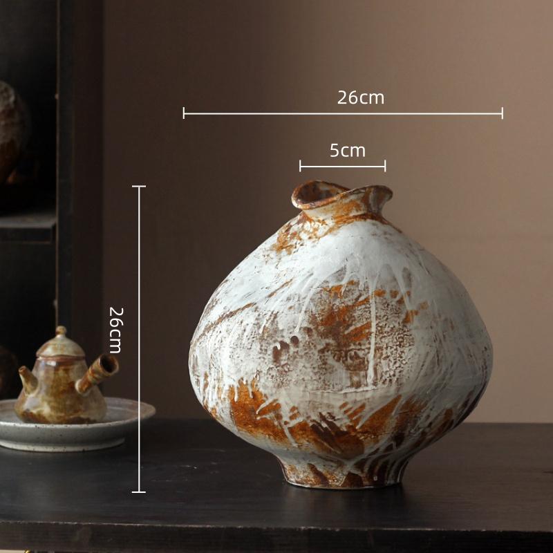 Ceramic Vase Kiln-transformed Coarse Earthenware Jars Flower Vase Flowerpot Chinese-style Retro Cans Home Decoration