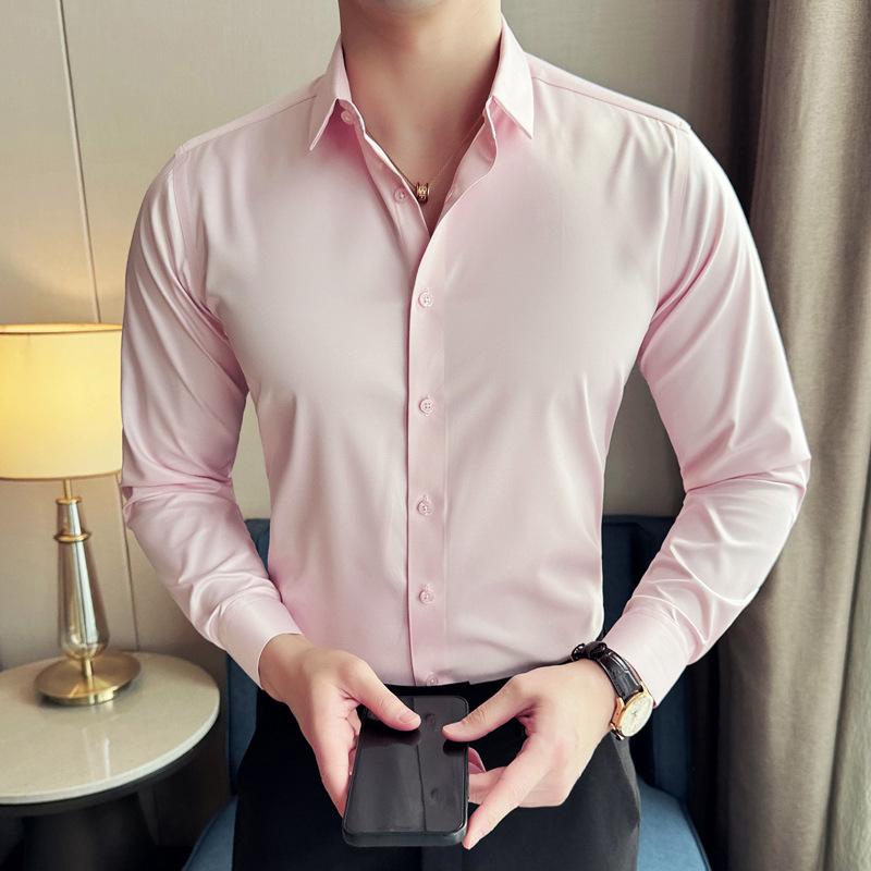 New Men's Elastic Non-ironing Traceless Shirt Long Sleeve Business Casual Shirt