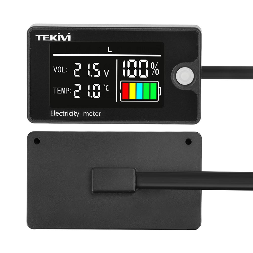 DC8-100V Universeller LCD Digitaler Batteriekapazitätsanzeiger Voltmeter Wasserdichter Spannungs-Leistungsanzeiger mit Temperaturwarnung